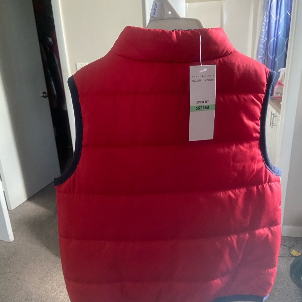 Red Puffer Tommy Vest for Kids